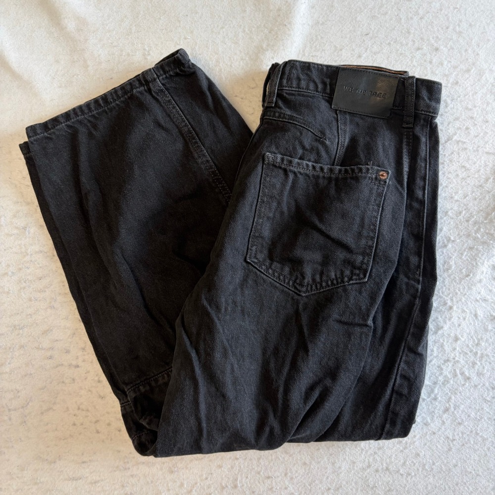 We The Free Jeans Womens 28 Black Barrel Leg High Rise Denim